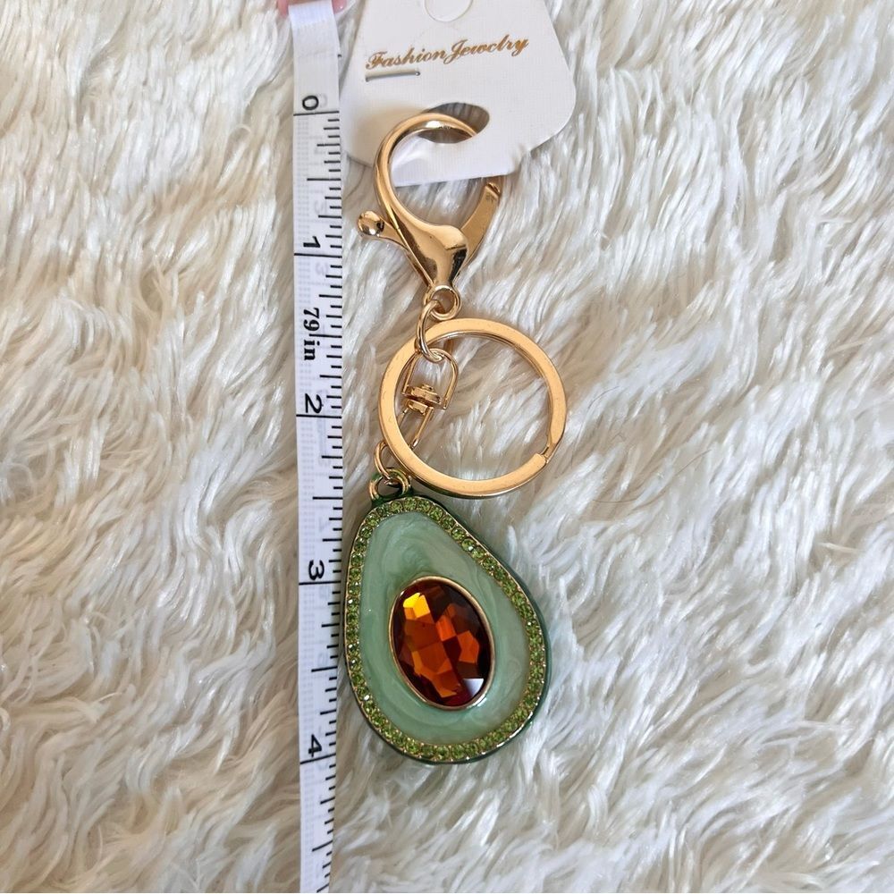Bejeweled Avocado Keychain Bag Charm NEW - Picture 3 of 5